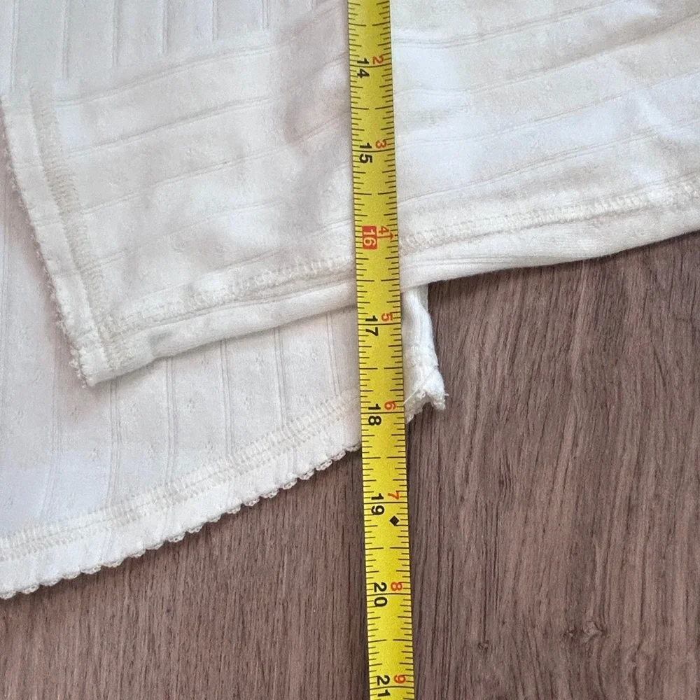 Free People Long Sleeve White Ribbed Henley Medium